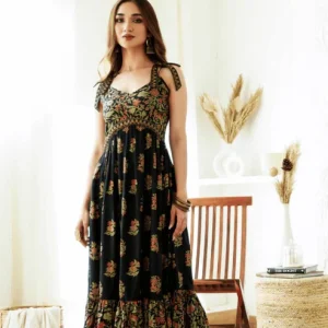 Gaia Print Maxi – Dark Navy